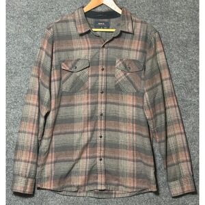 Roark Mens Plaid Flannel Long Sleeve Button Down Shirt Classic Fit Medium